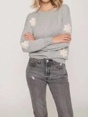 J. Society Flower and Petal Sweater - Platinum Silver Size L
